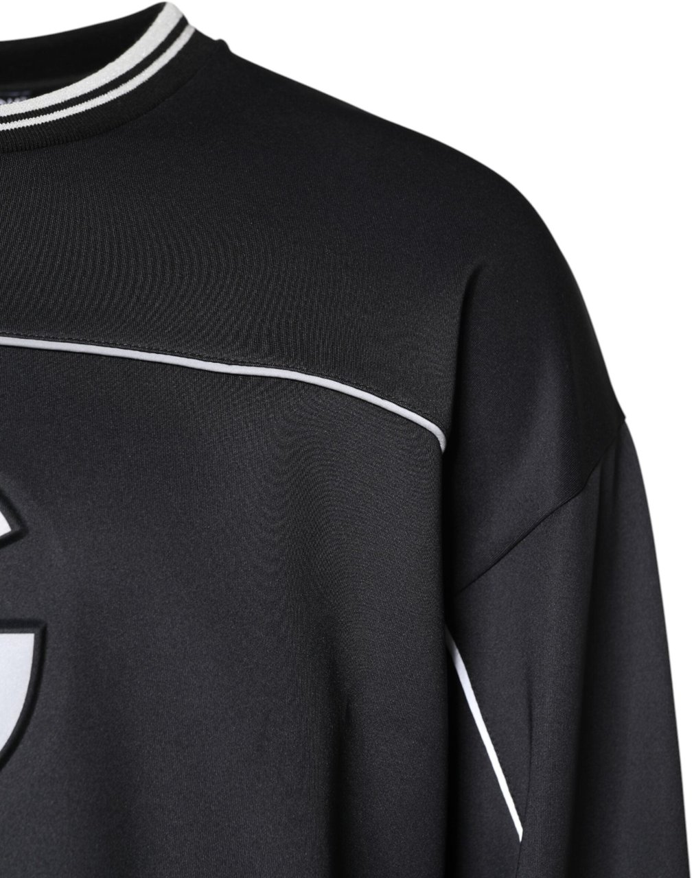 Dolce & Gabbana Black Logo Polyester Crew Neck Men Pullover Sweater Zwart