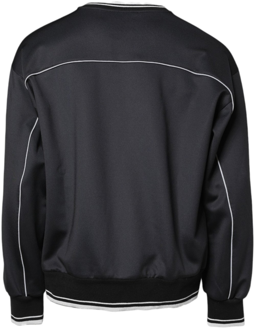 Dolce & Gabbana Black Logo Polyester Crew Neck Men Pullover Sweater Zwart