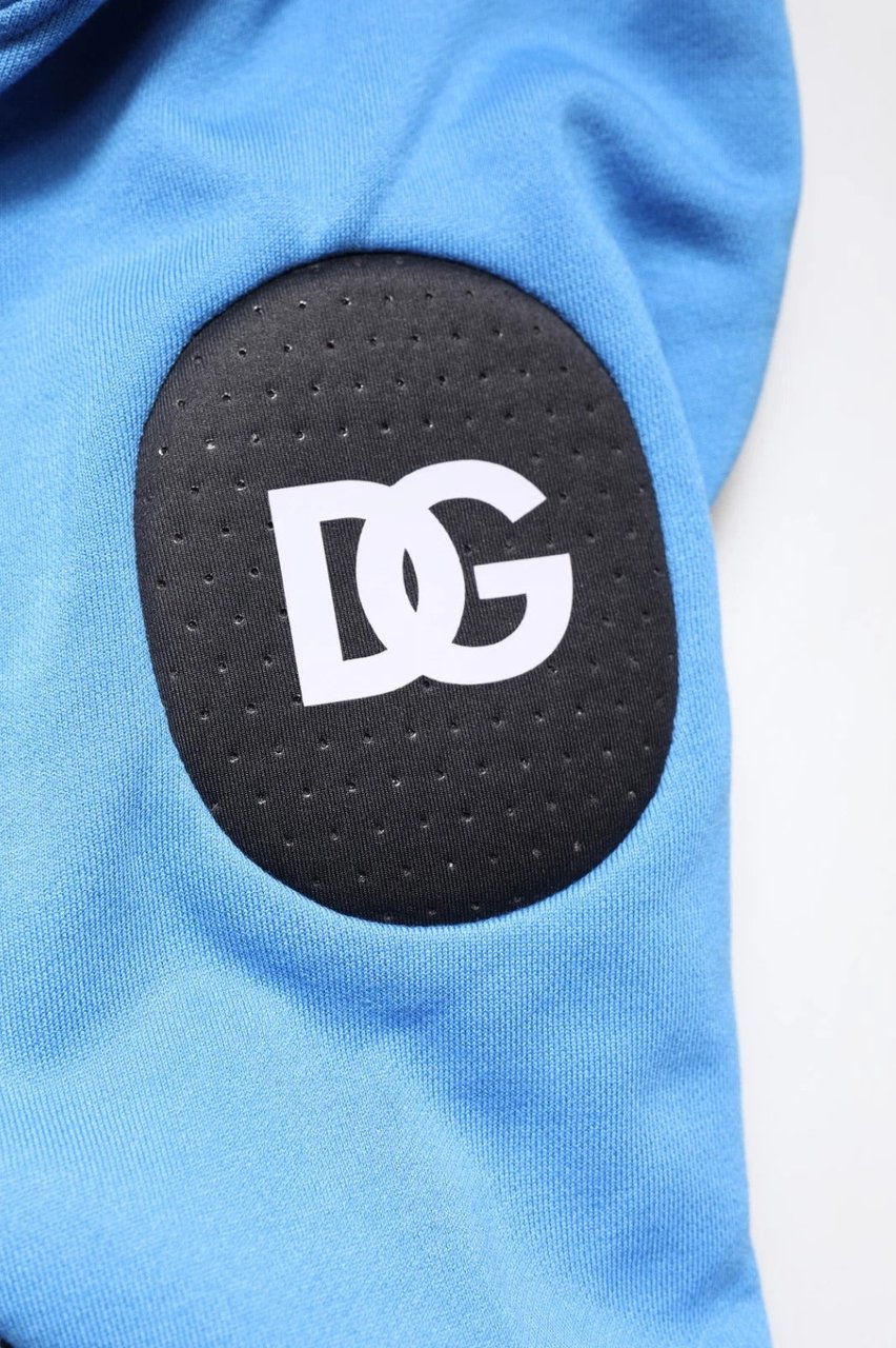 Dolce & Gabbana Blue Cotton Hooded Men Sportswear One Size Vest Blauw