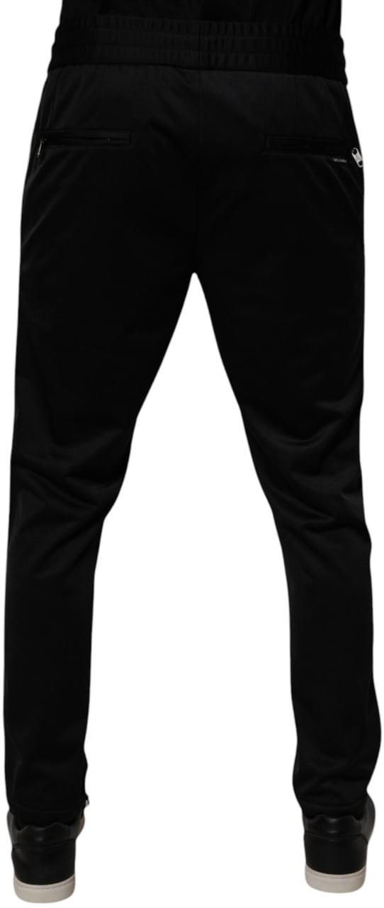 Dolce & Gabbana Black Polyester Men Jogger Sweatpants Pants Zwart