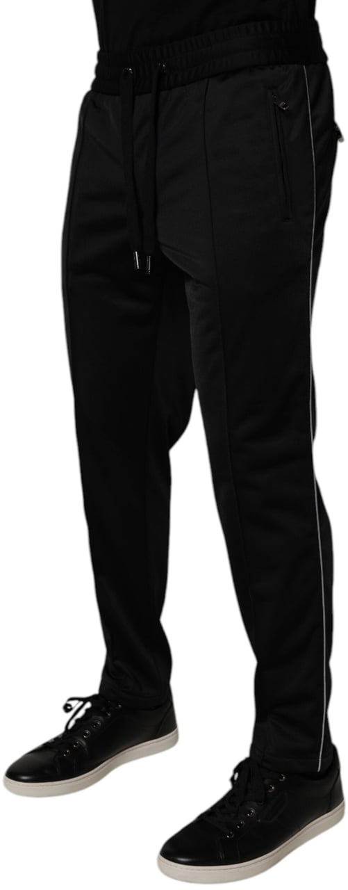 Dolce & Gabbana Black Polyester Men Jogger Sweatpants Pants Zwart