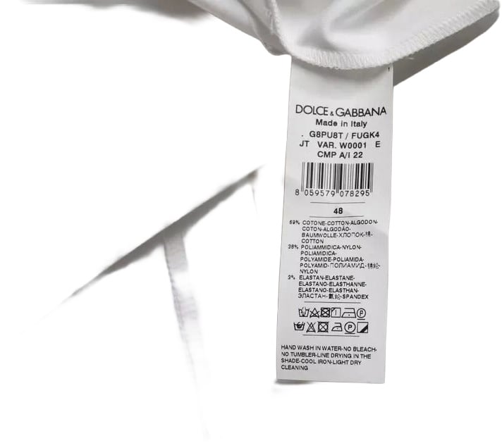 Dolce & Gabbana White Cotton Round Neck Short Sleeve T-shirt Lichtblauw