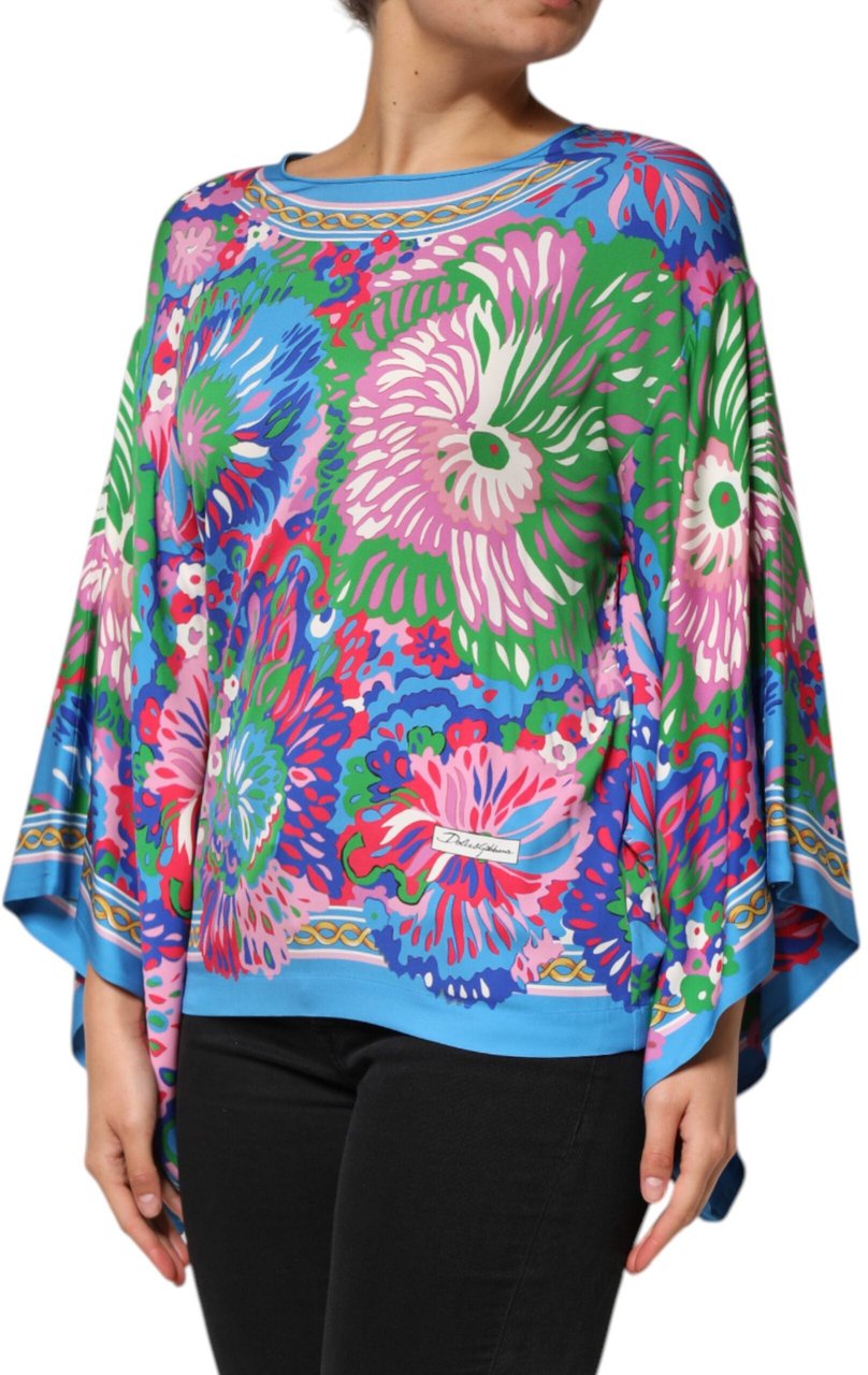 Dolce & Gabbana Multicolor Floral Printed Tunic Blouse Top Divers