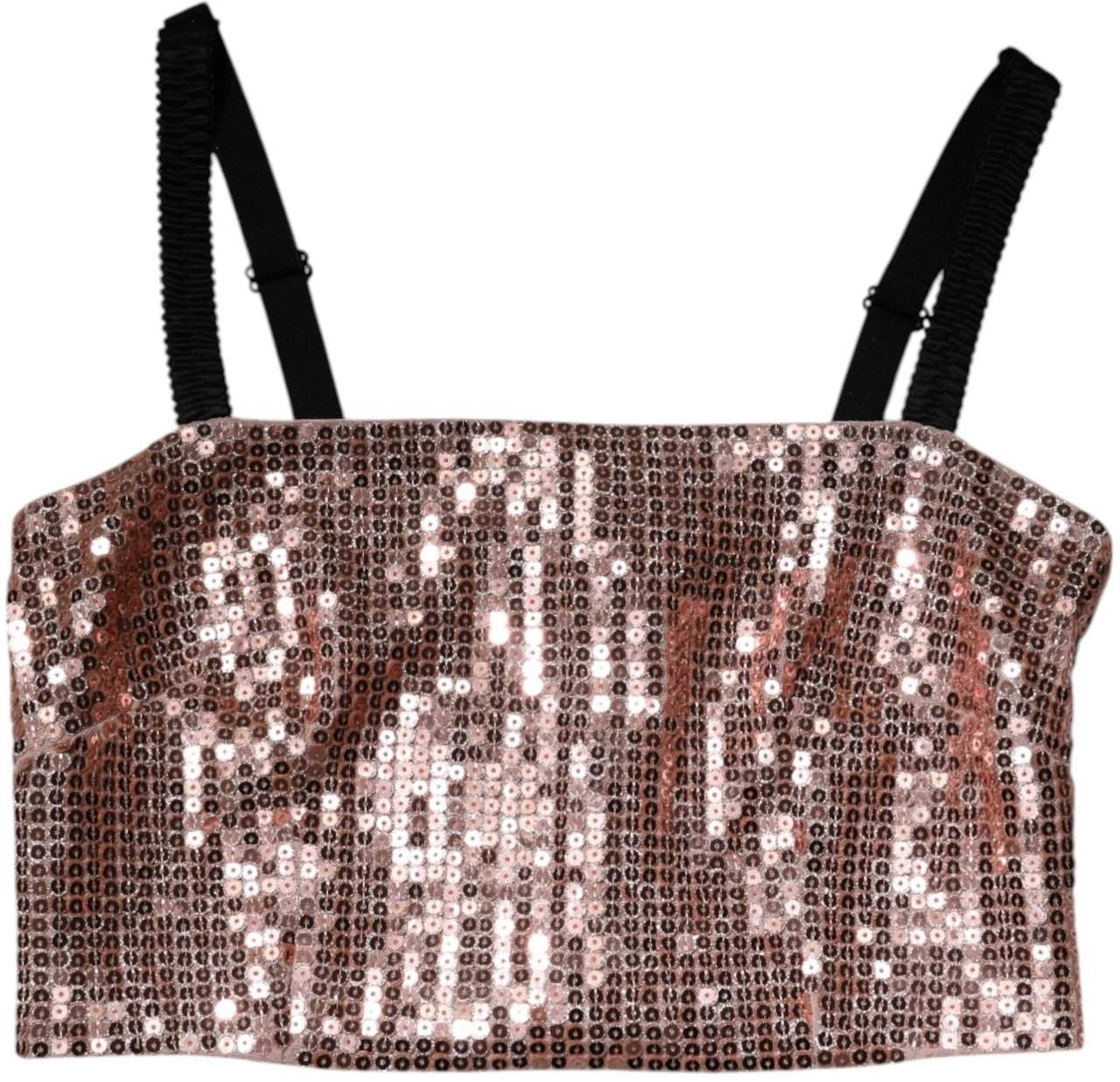 Dolce & Gabbana Pink Sequined Nylon Sleeveless Cropped Top Roze
