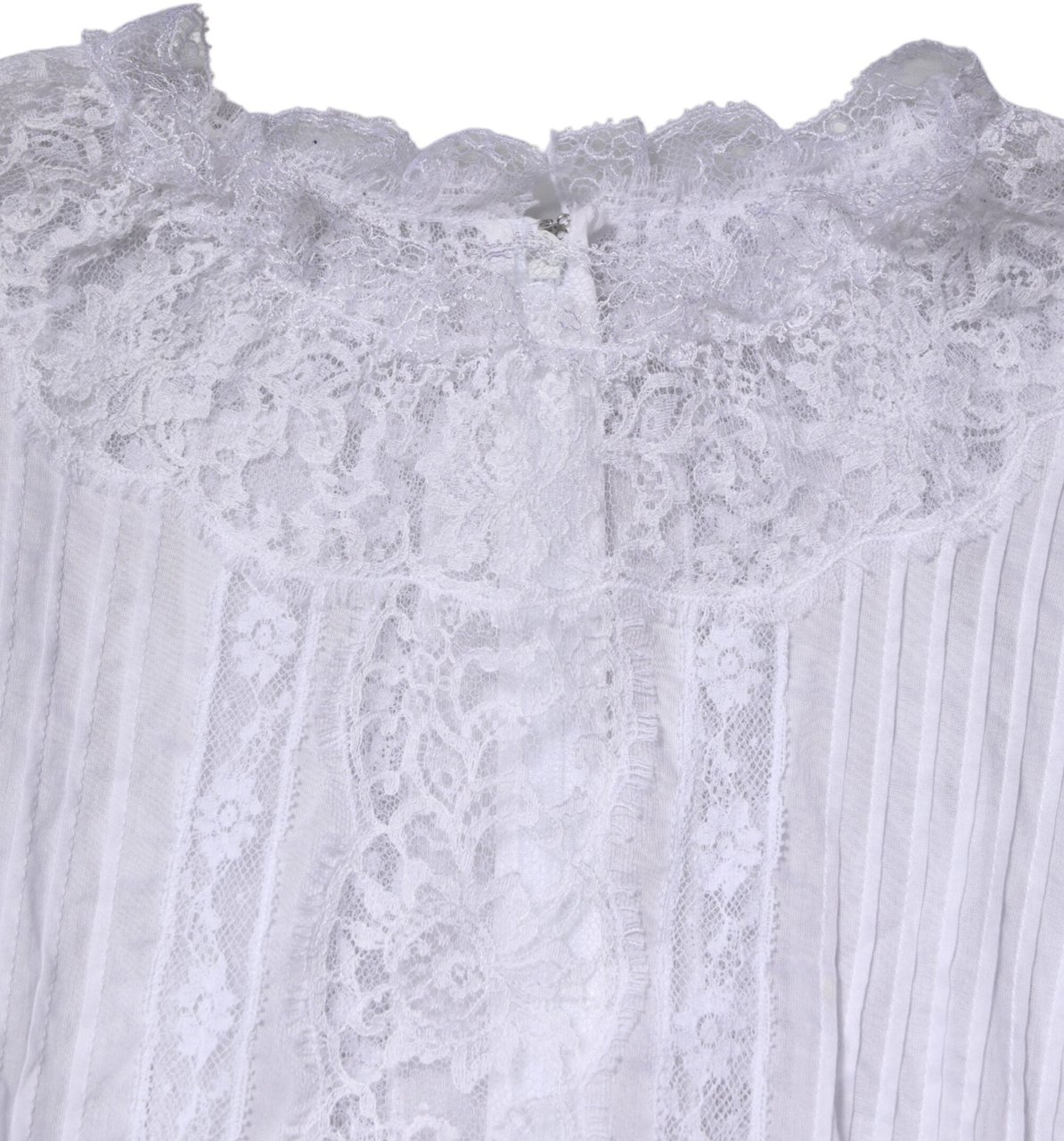 Dolce & Gabbana White Cotton Floral Lace Long Sleeves Top Wit