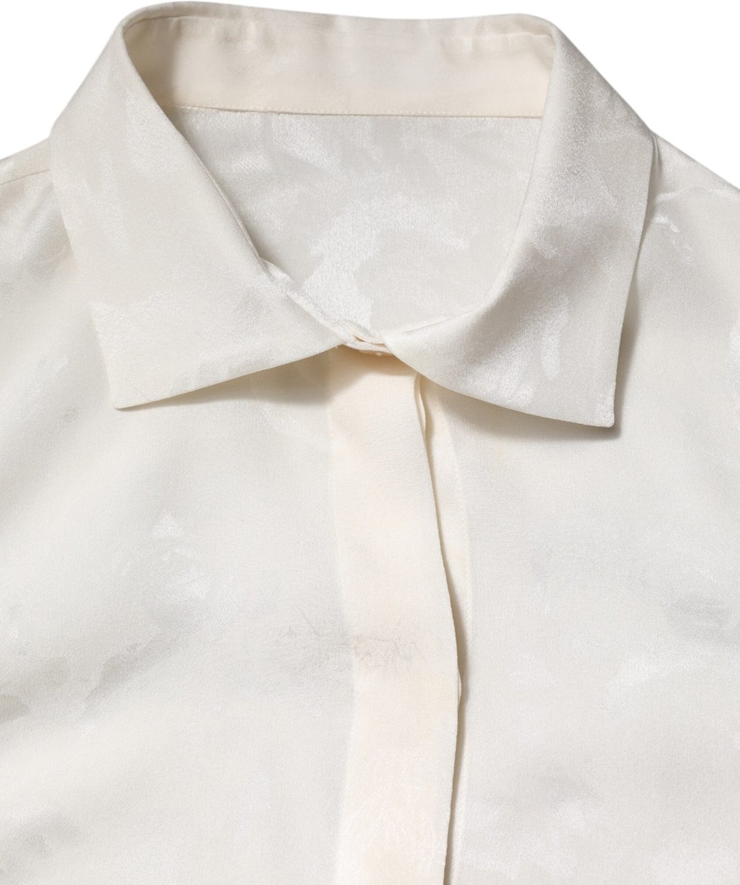 Dolce & Gabbana White Silk Long Sleeves Collared Shirt Top Wit