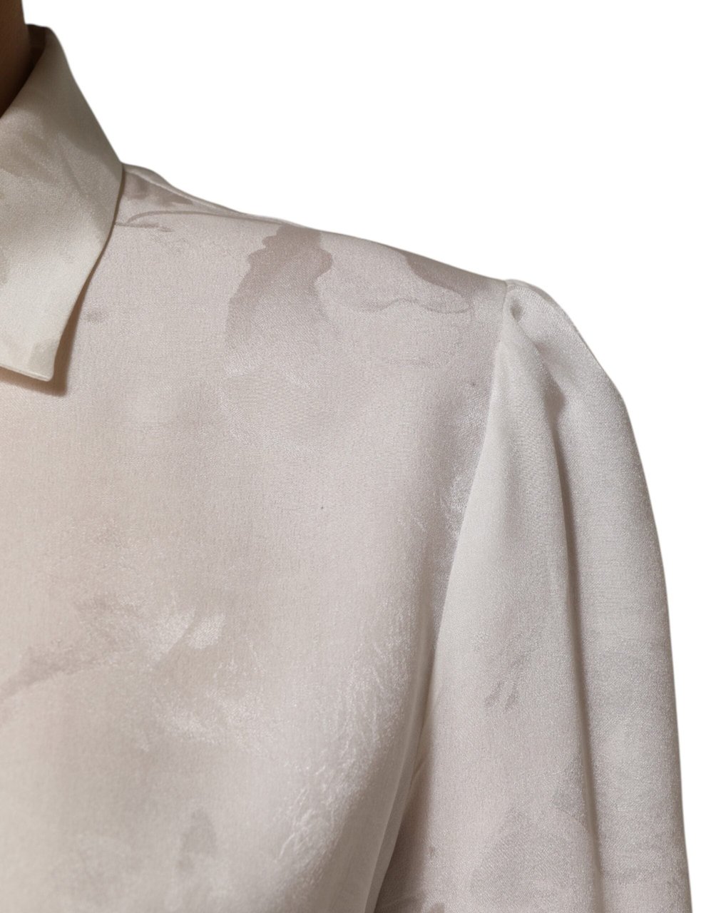 Dolce & Gabbana White Silk Long Sleeves Collared Shirt Top Wit