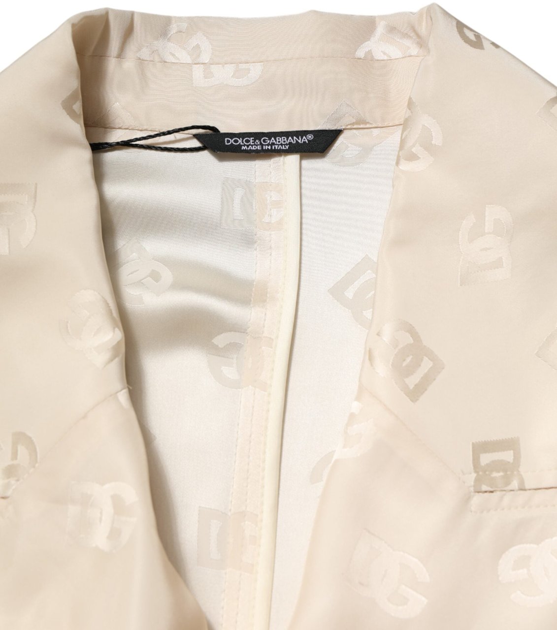 Dolce & Gabbana Beige Polyester Logo Monogram Coat Jacket Beige