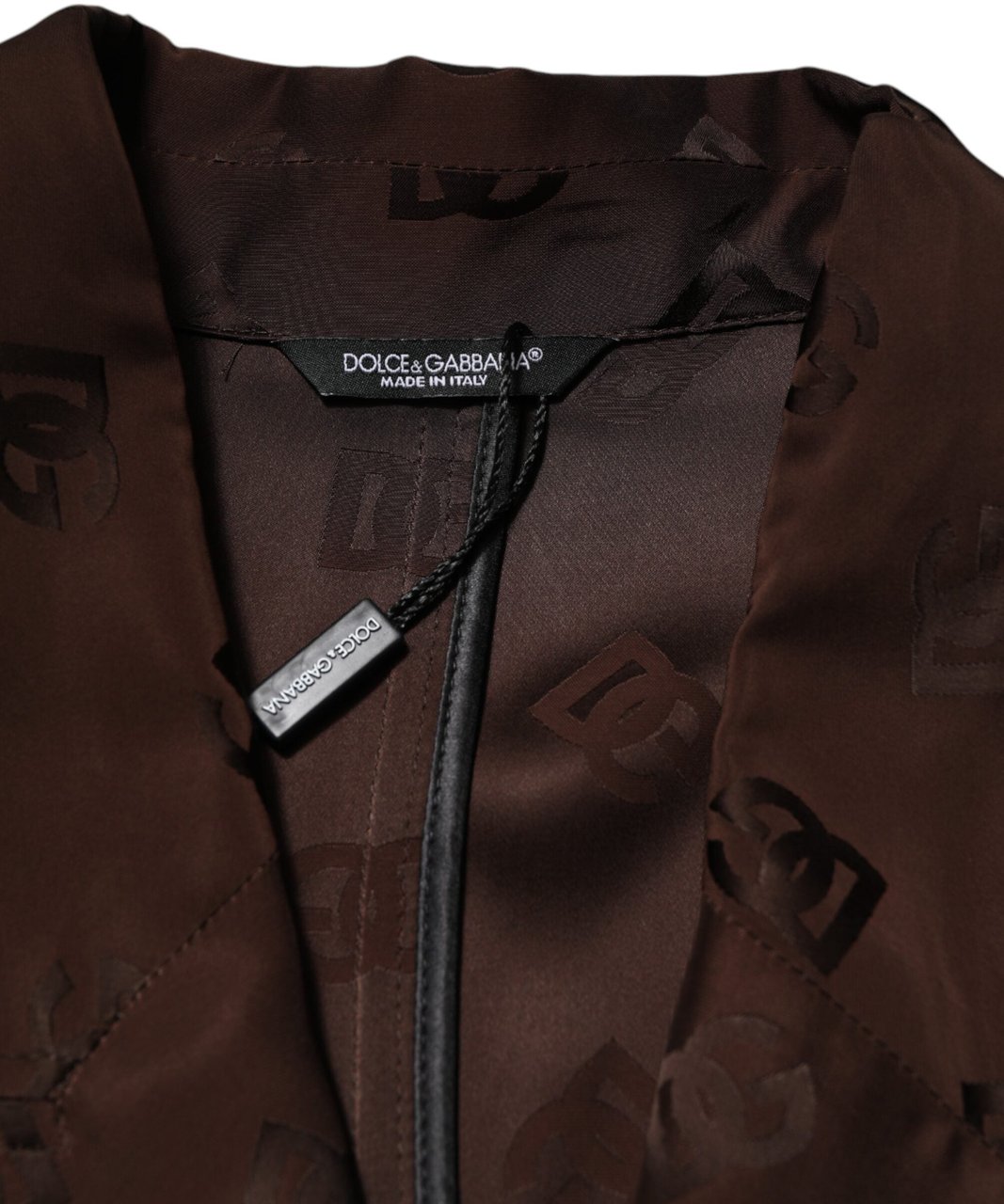 Dolce & Gabbana Brown Polyester Logo Monogram Coat Jacket Bruin