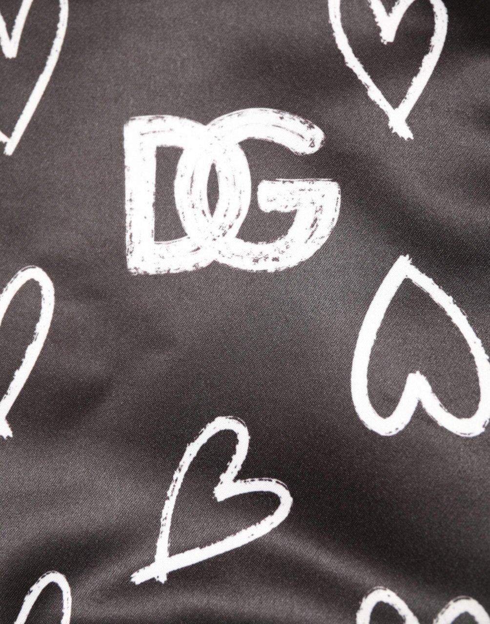 Dolce & Gabbana Black Polyester Heart Print Bomber Jacket Zwart