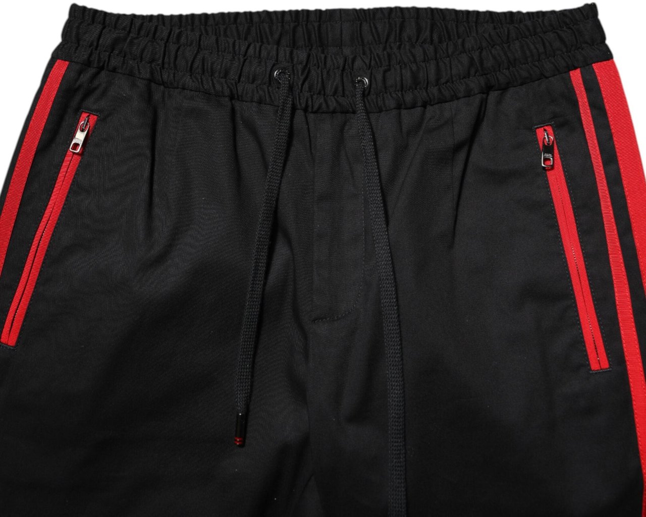 Dolce & Gabbana Red Stripe Cotton Logo Jogger Sweatpants Pants Zwart