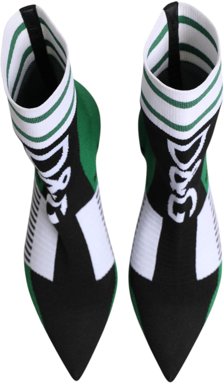 Dolce & Gabbana Green Stretch Sock Style Ankle Boots Shoes Zwart