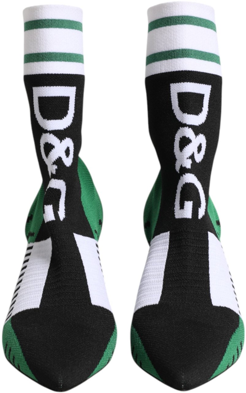 Dolce & Gabbana Green Stretch Sock Style Ankle Boots Shoes Zwart