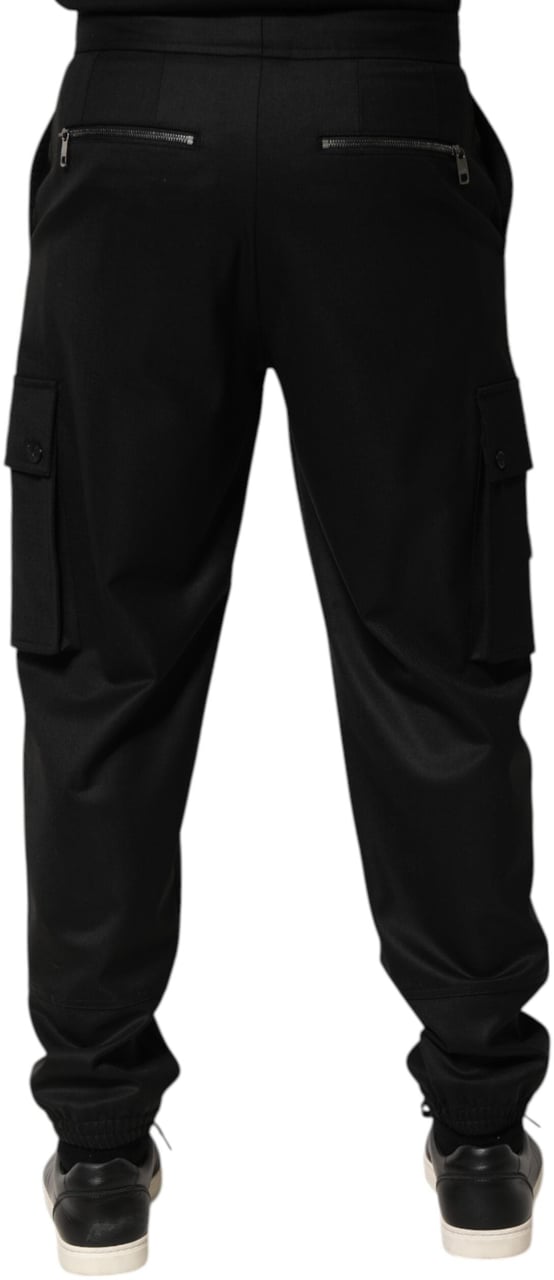 Dolce & Gabbana Solid Black Cargo Jogger Men Sweatpants Pants Zwart