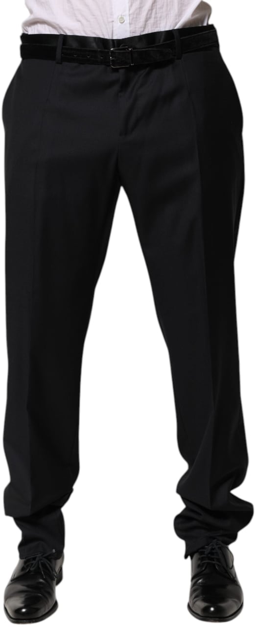 Dolce & Gabbana Black Wool Men Formal Dress Trouser Pants Zwart