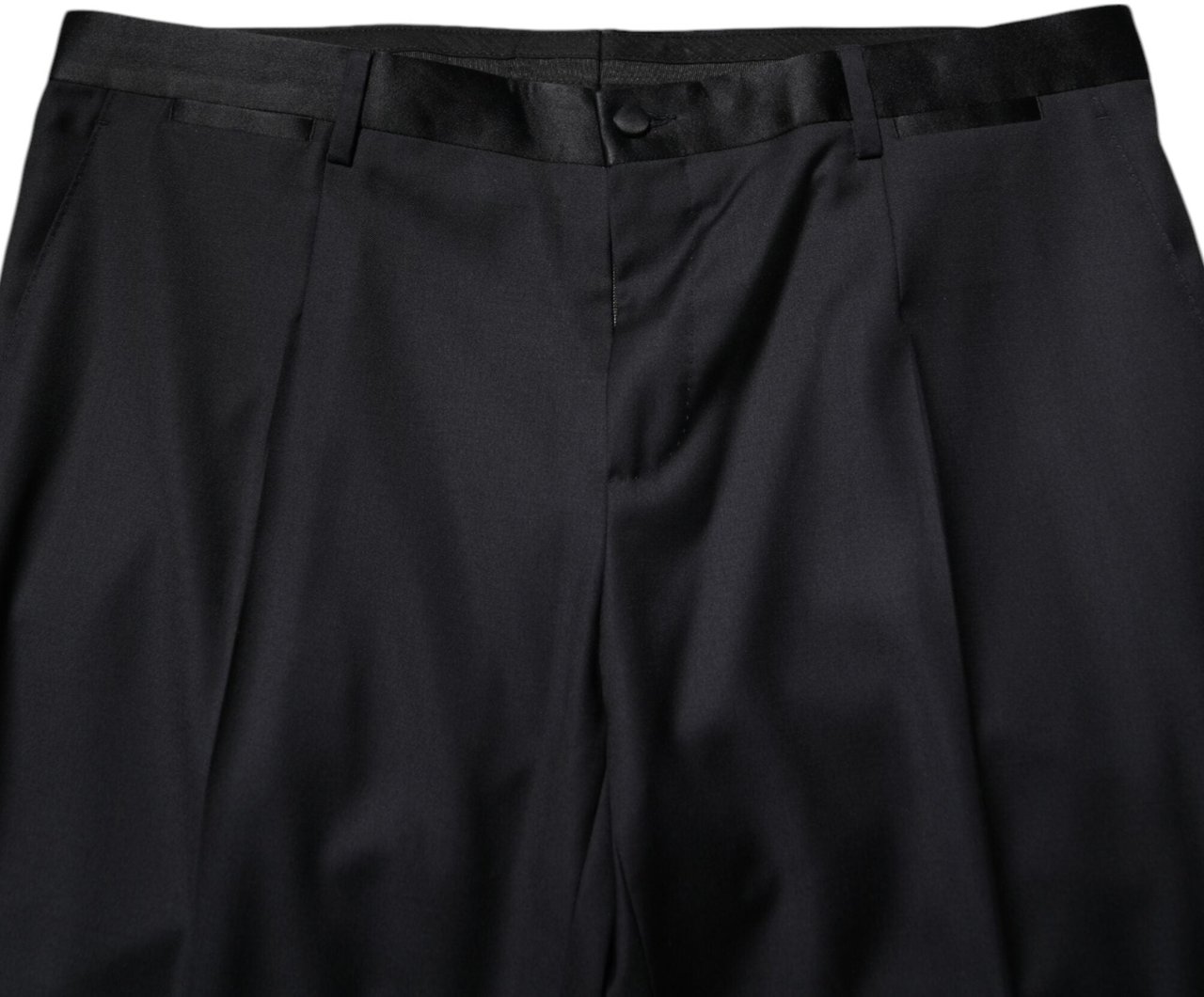Dolce & Gabbana Black Wool Men Formal Dress Trouser Pants Zwart