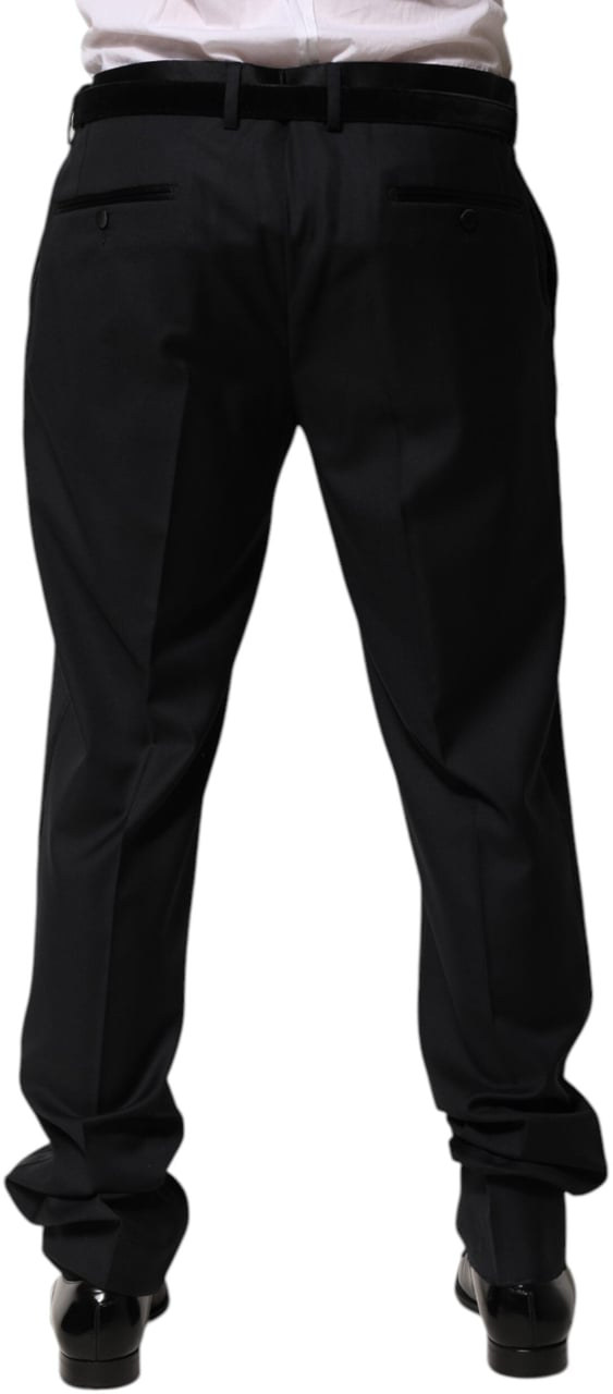 Dolce & Gabbana Black Wool Men Formal Dress Trouser Pants Zwart