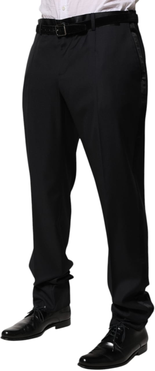 Dolce & Gabbana Black Wool Men Formal Dress Trouser Pants Zwart