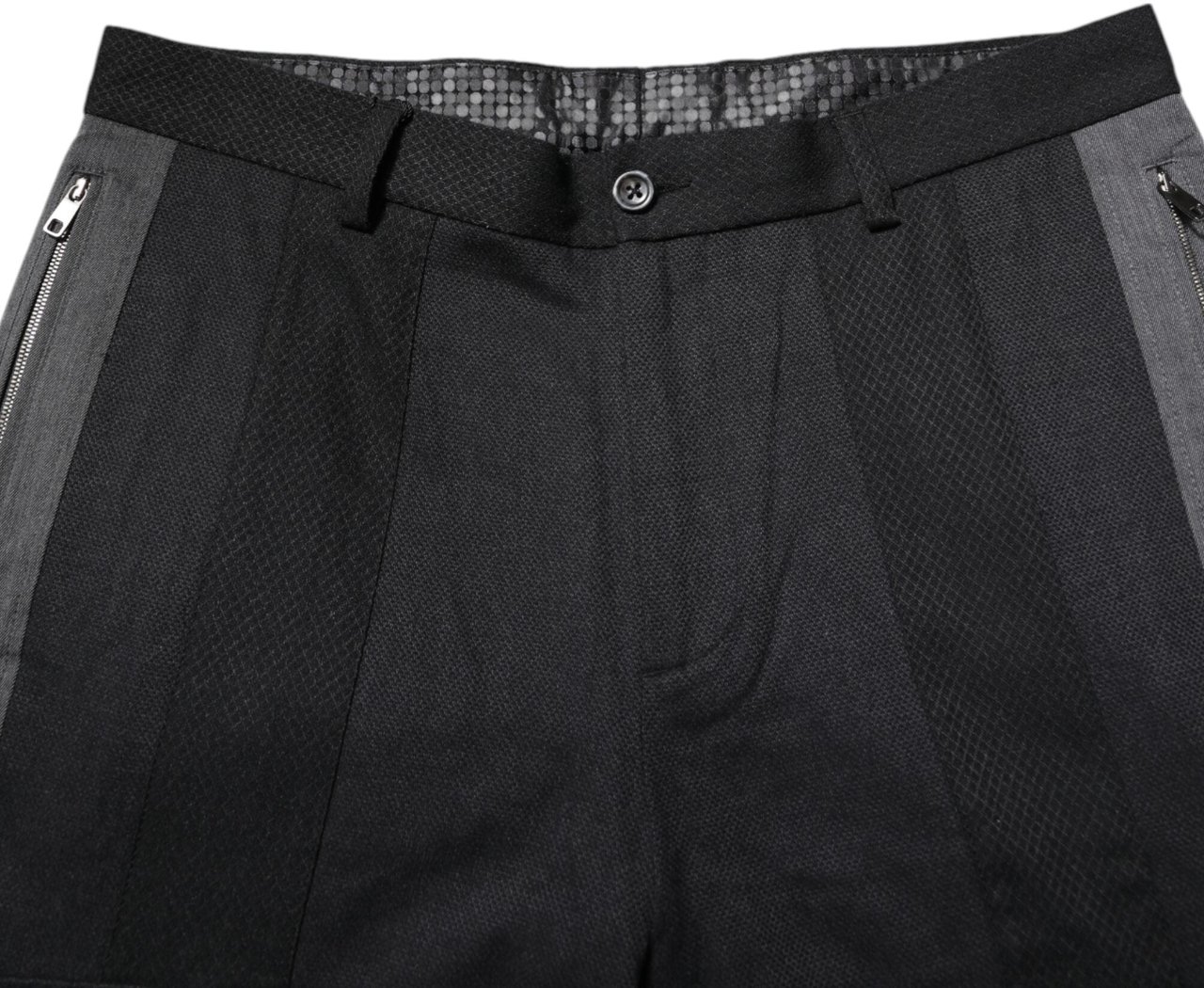Dolce & Gabbana Black Gray Cotton Dress Formal Trouser Pants Zwart