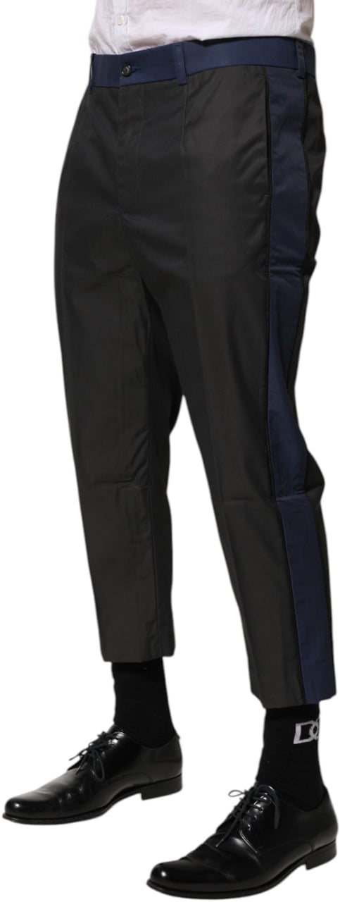 Dolce & Gabbana Gray Blue Cotton 3/4 Chinos Crop Trouser Pants Grijs