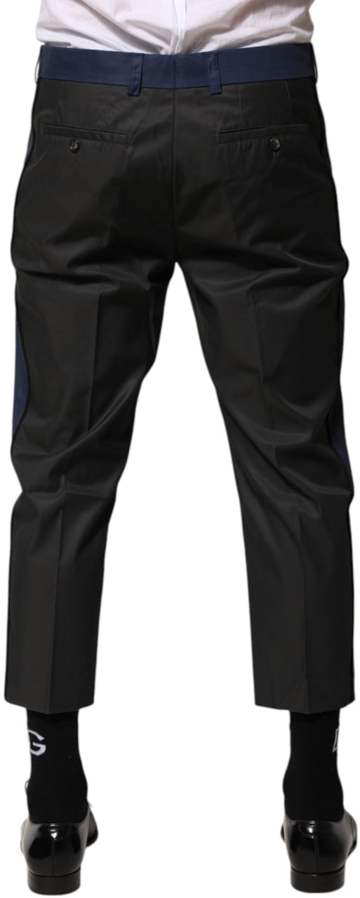 Dolce & Gabbana Gray Blue Cotton 3/4 Chinos Crop Trouser Pants Grijs