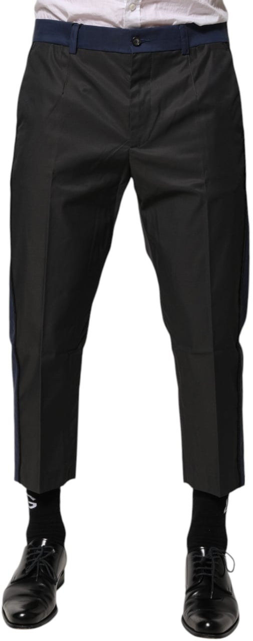 Dolce & Gabbana Gray Blue Cotton 3/4 Chinos Crop Trouser Pants Grijs