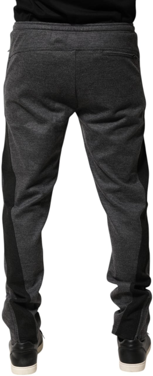 Dolce & Gabbana Gray Black Wool Blend Jogger Sweatpants Pants Grijs