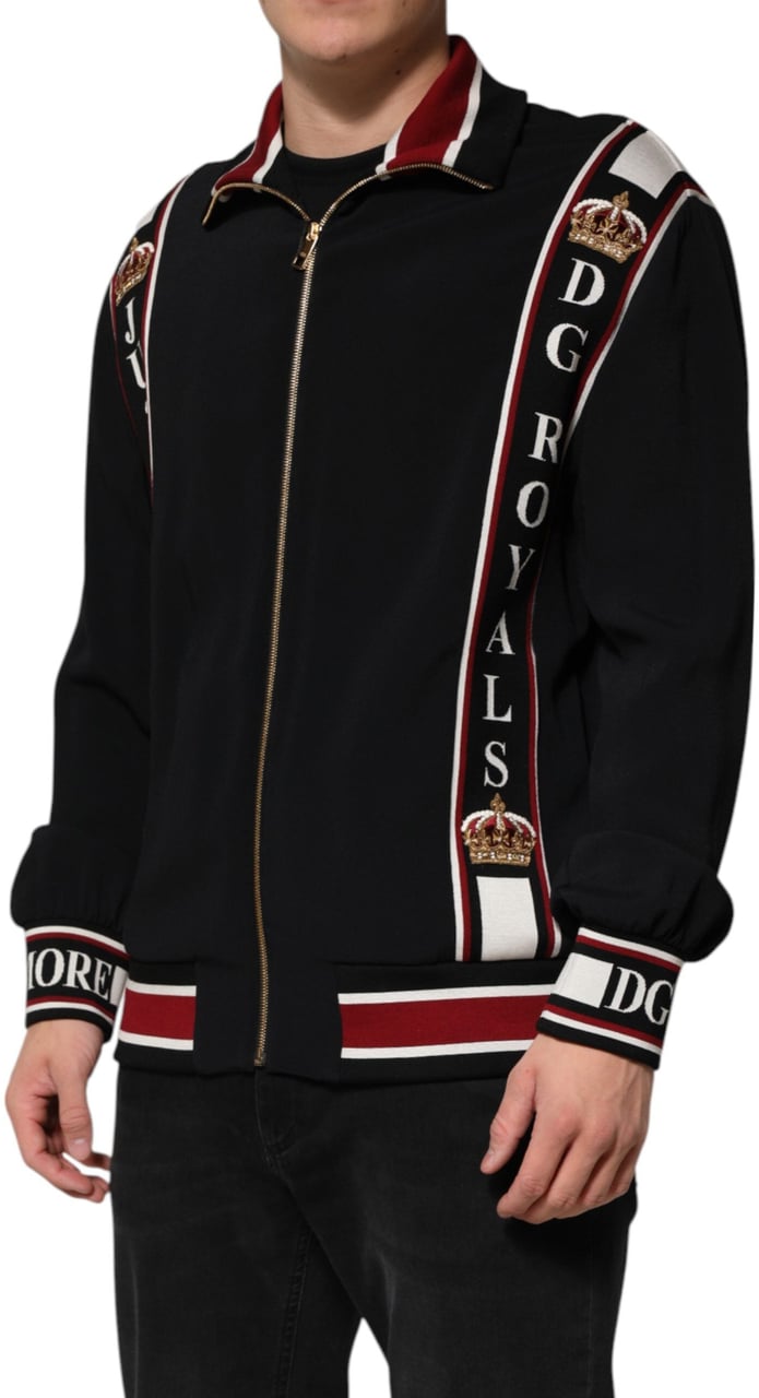Dolce & Gabbana Black DG King Full Zip Sweatshirt Sweater Zwart