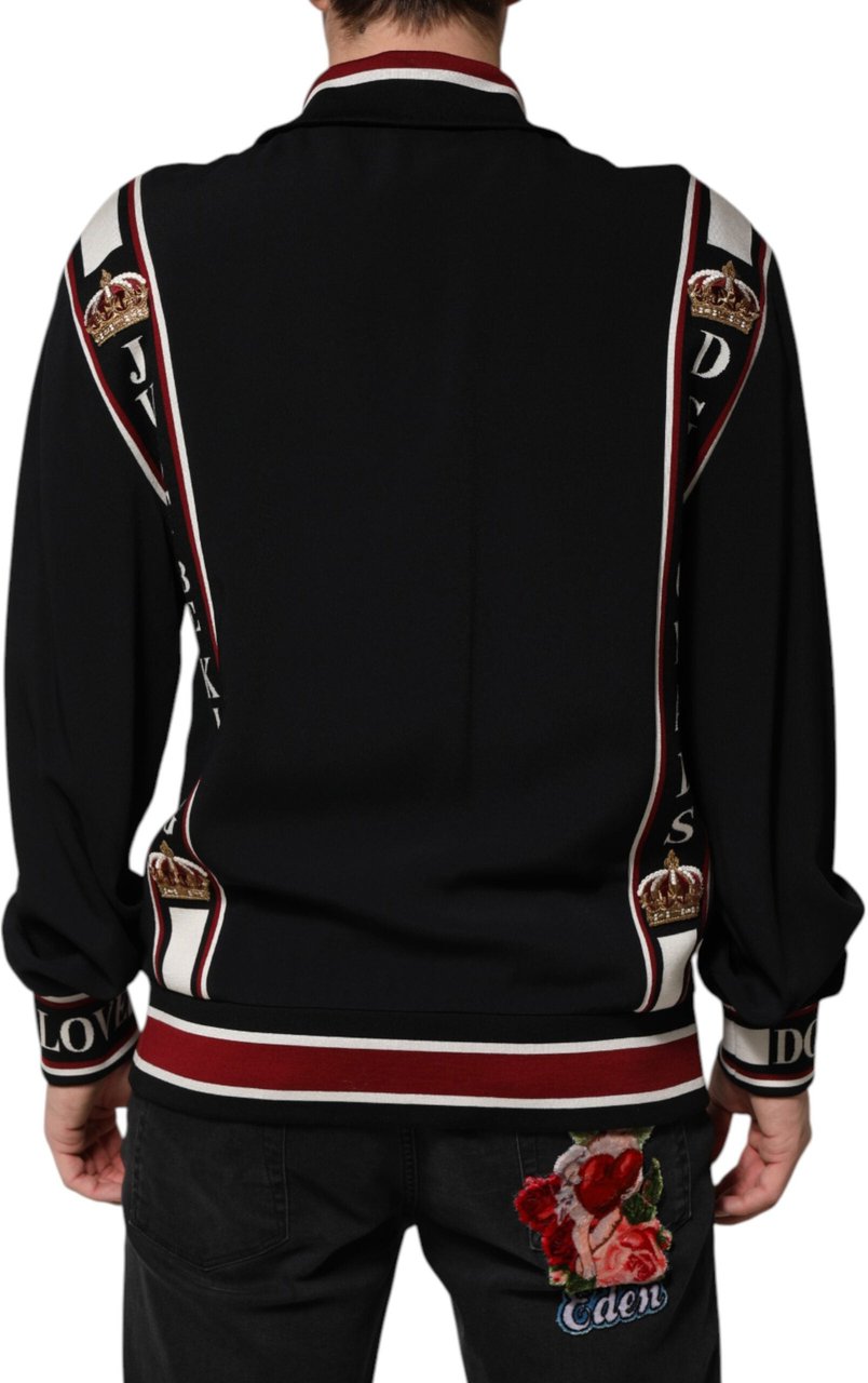 Dolce & Gabbana Black DG King Full Zip Sweatshirt Sweater Zwart