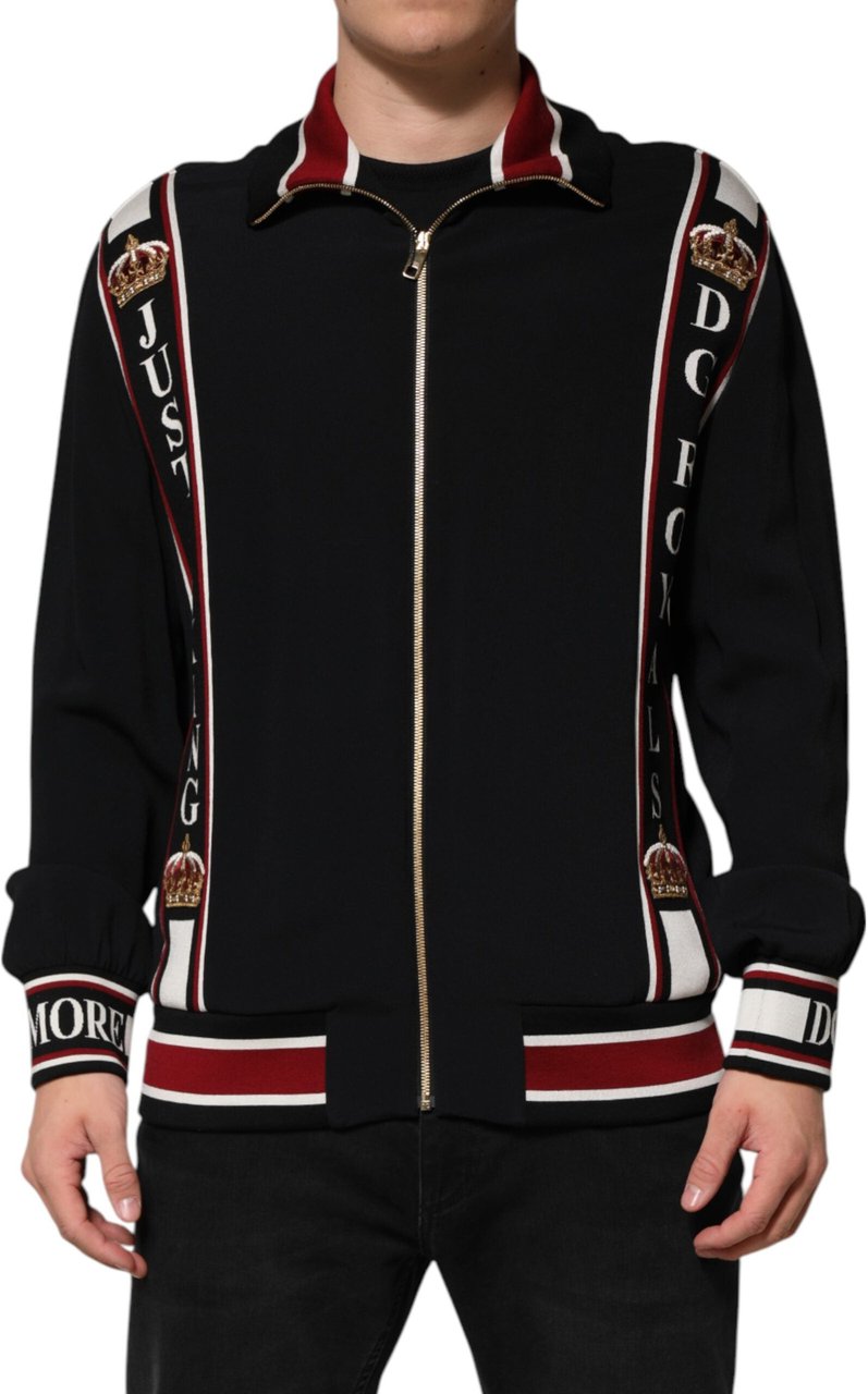 Dolce & Gabbana Black DG King Full Zip Sweatshirt Sweater Zwart