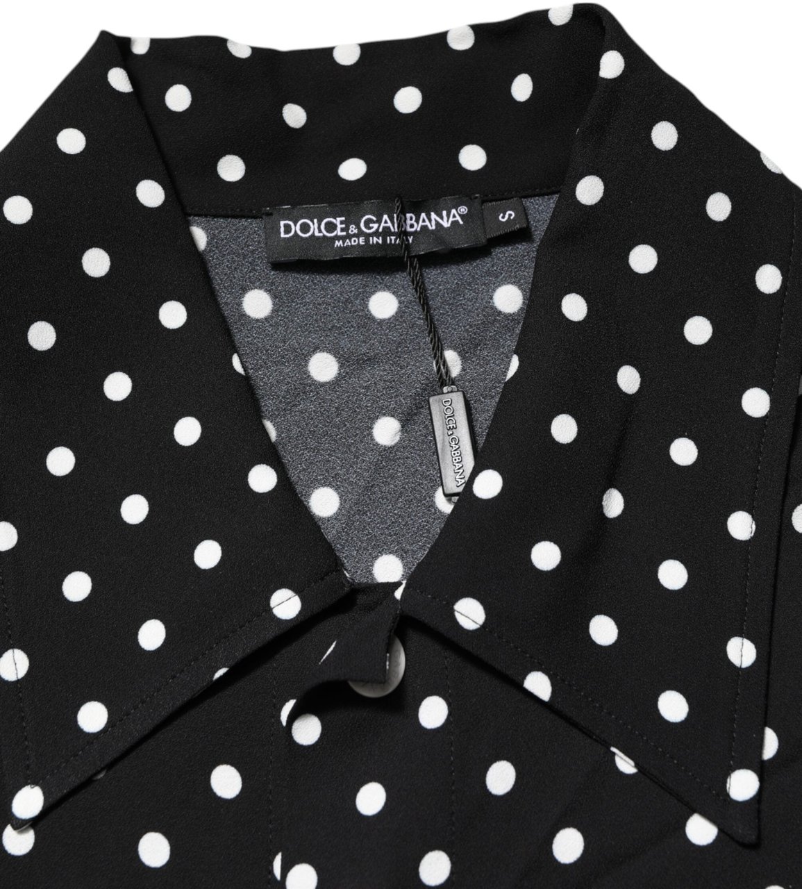 Dolce & Gabbana Black Polka Dot Short Sleeves Collared Polo T-shirt Zwart