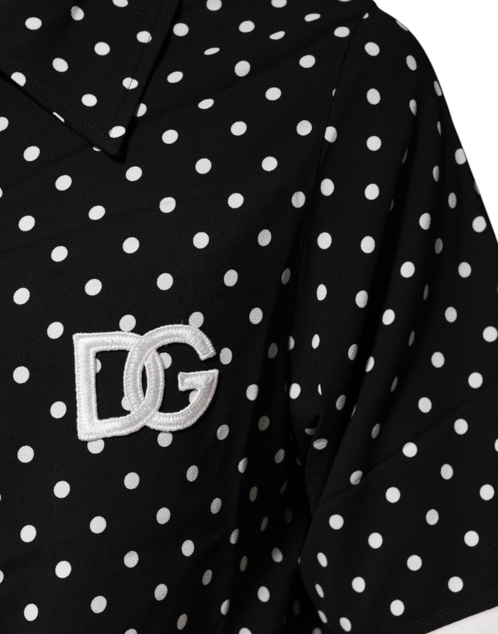 Dolce & Gabbana Black Polka Dot Short Sleeves Collared Polo T-shirt Zwart