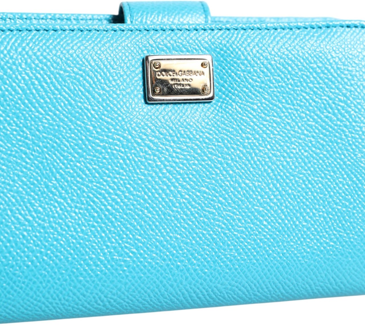 Dolce & Gabbana Light Blue Leather Bifold Continental Clutch Wallet Blauw