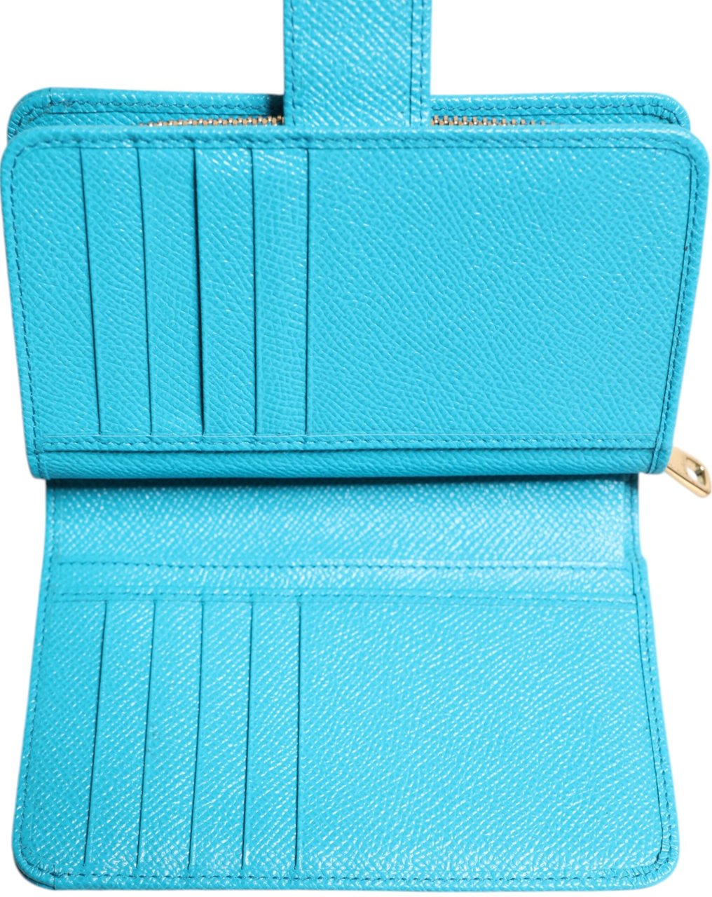 Dolce & Gabbana Light Blue Leather Bifold Continental Clutch Wallet Blauw