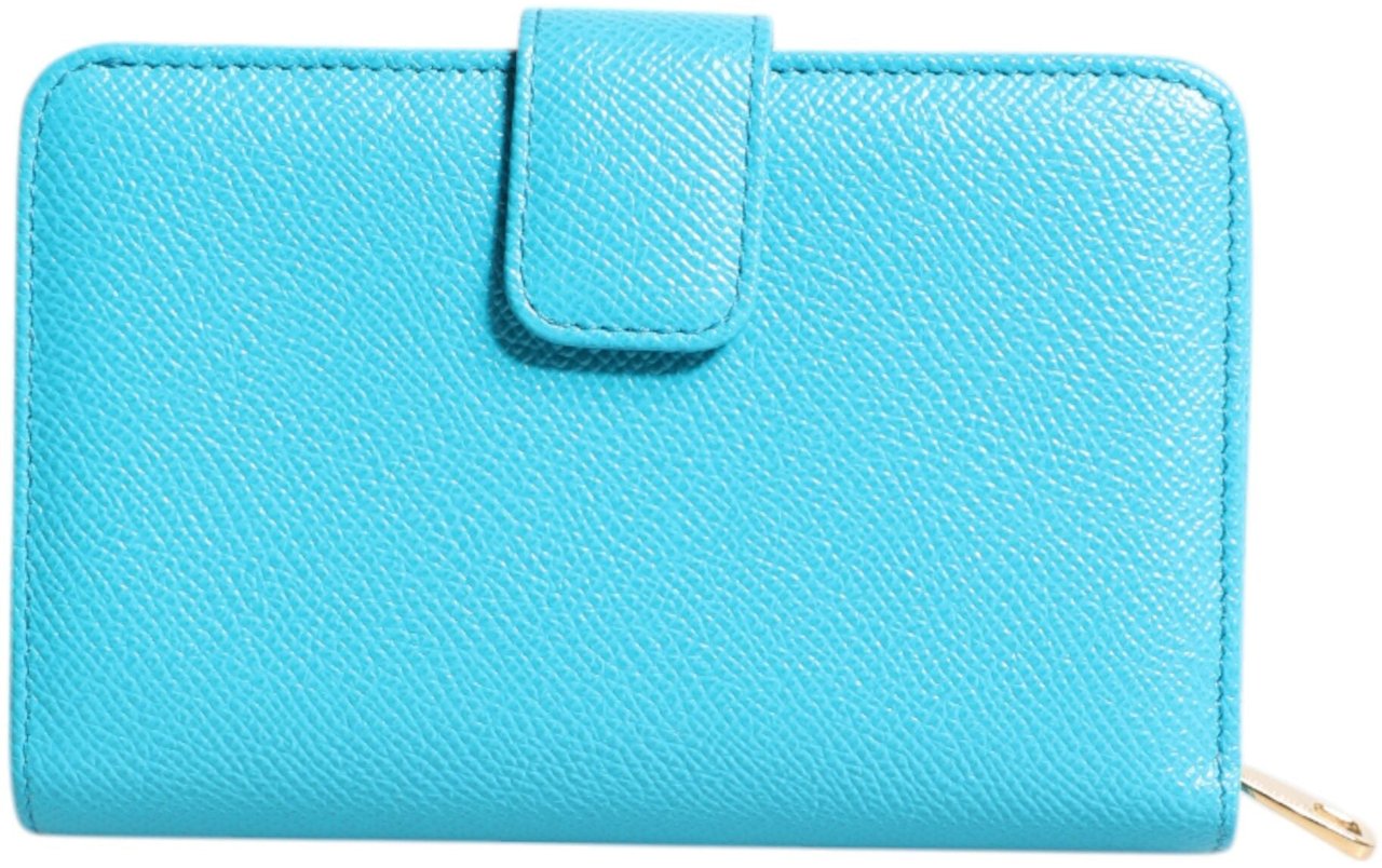 Dolce & Gabbana Light Blue Leather Bifold Continental Clutch Wallet Blauw