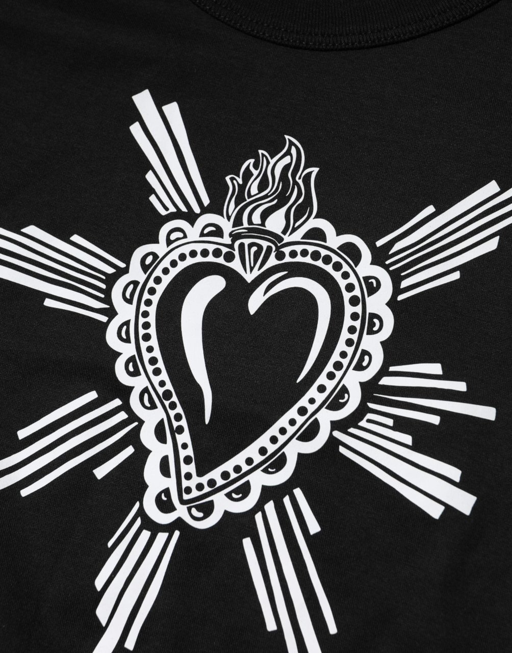 Dolce & Gabbana Black Sacred Heart Cotton Crew Neck T-shirt Zwart