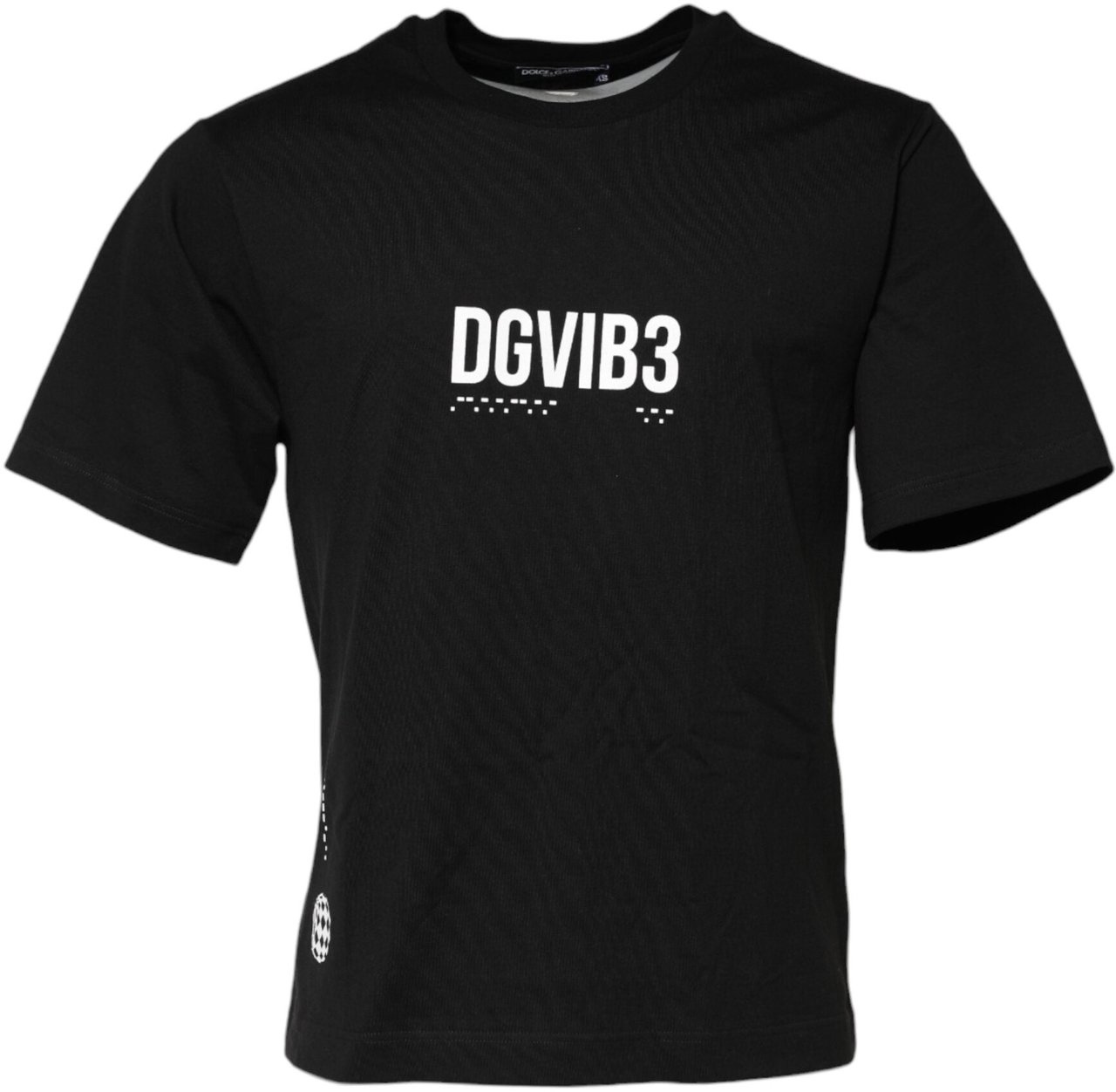 Dolce & Gabbana Black DG Vib3 Print Cotton Crew Neck T-shirt Zwart
