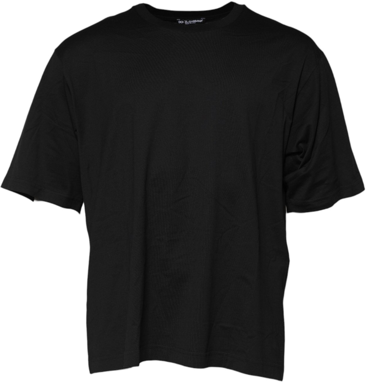 Dolce & Gabbana Black Cotton Crew Neck Short Sleeves T-shirt Zwart