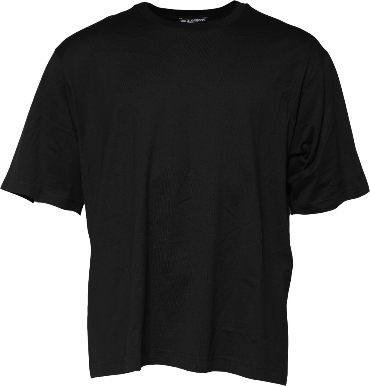 Dolce & Gabbana Black Cotton Crew Neck Short Sleeves T-shirt Zwart
