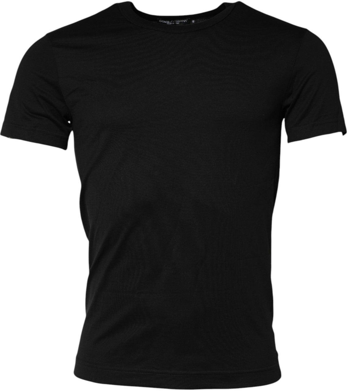 Dolce & Gabbana Black Cotton Crewneck Short Sleeves T-shirt Zwart