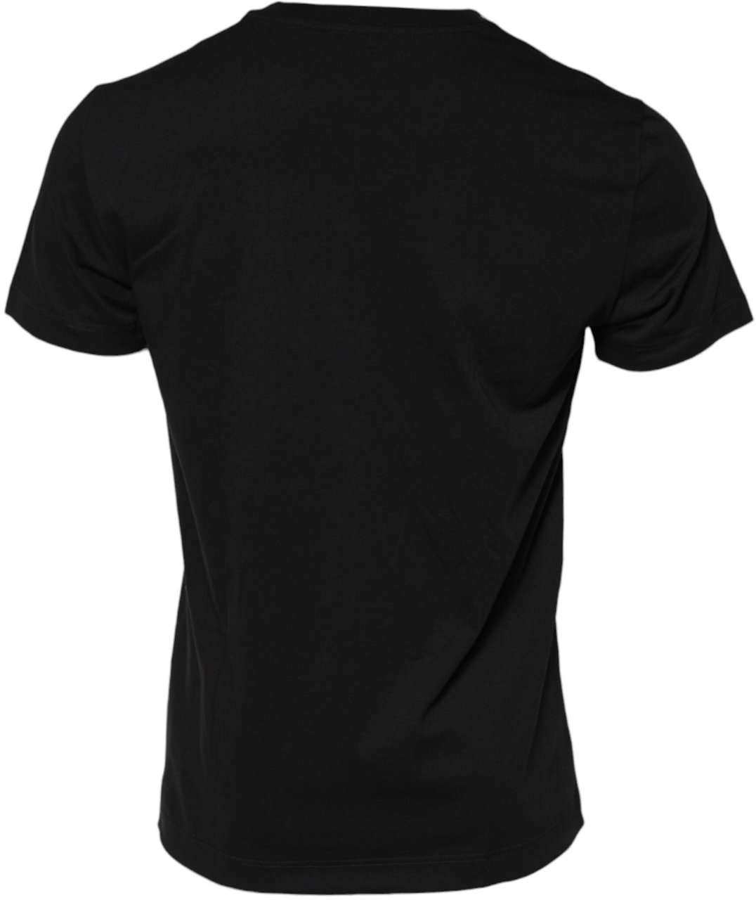 Dolce & Gabbana Black Logo Plaque Cotton Crew Neck T-shirt Zwart