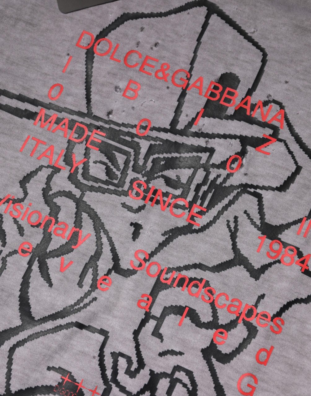 Dolce & Gabbana Gray Graphic Print Cotton Crew Neck T-shirt Grijs