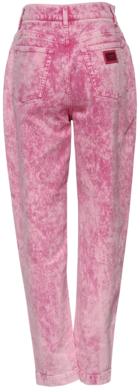 Dolce & Gabbana Pink Tie Dye High Waist Tapered Denim Jeans Roze