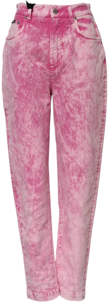 Dolce & Gabbana Pink Tie Dye High Waist Tapered Denim Jeans Roze
