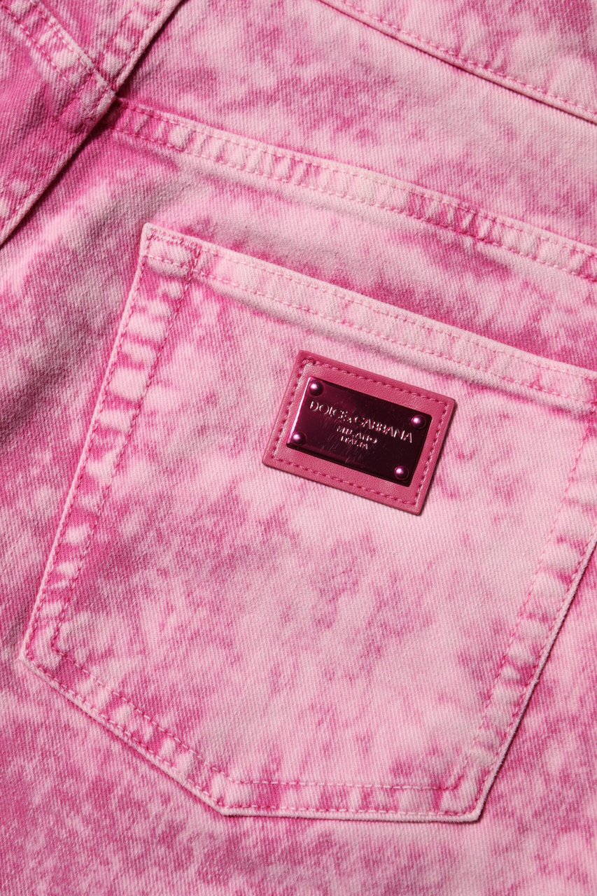 Dolce & Gabbana Pink Tie Dye High Waist Tapered Denim Jeans Roze