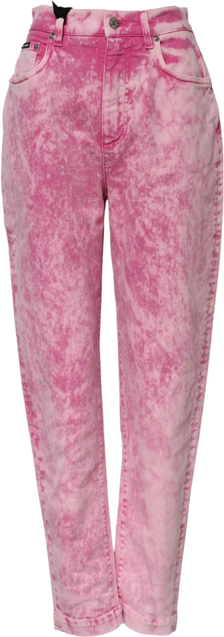 Dolce & Gabbana Pink Tie Dye High Waist Tapered Denim Jeans Roze