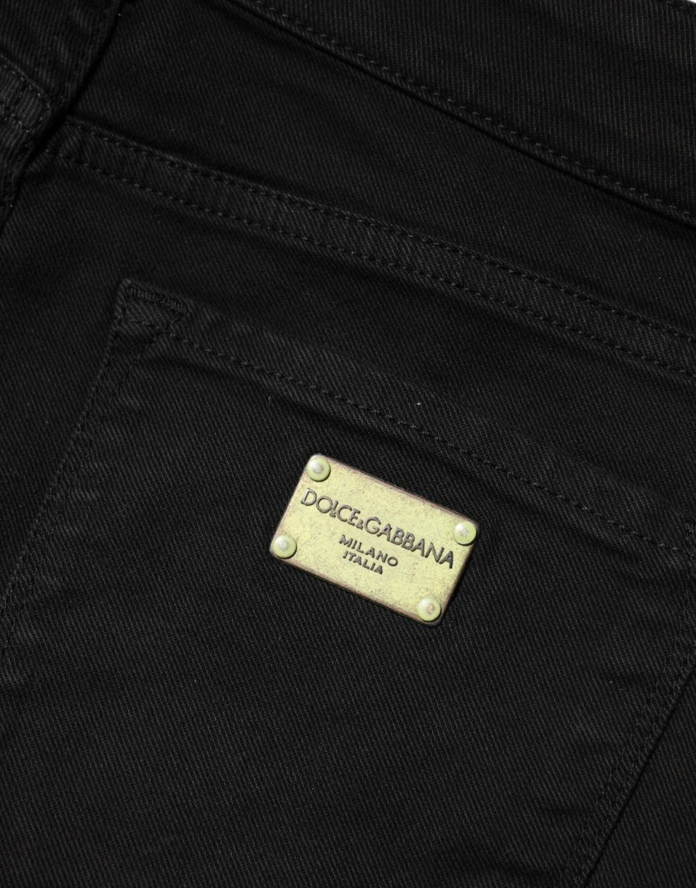 Dolce & Gabbana Black Cotton Skinny Mid Waist Denim Jeans Zwart