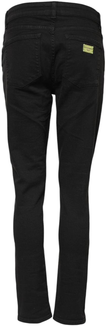 Dolce & Gabbana Black Cotton Skinny Mid Waist Denim Jeans Zwart