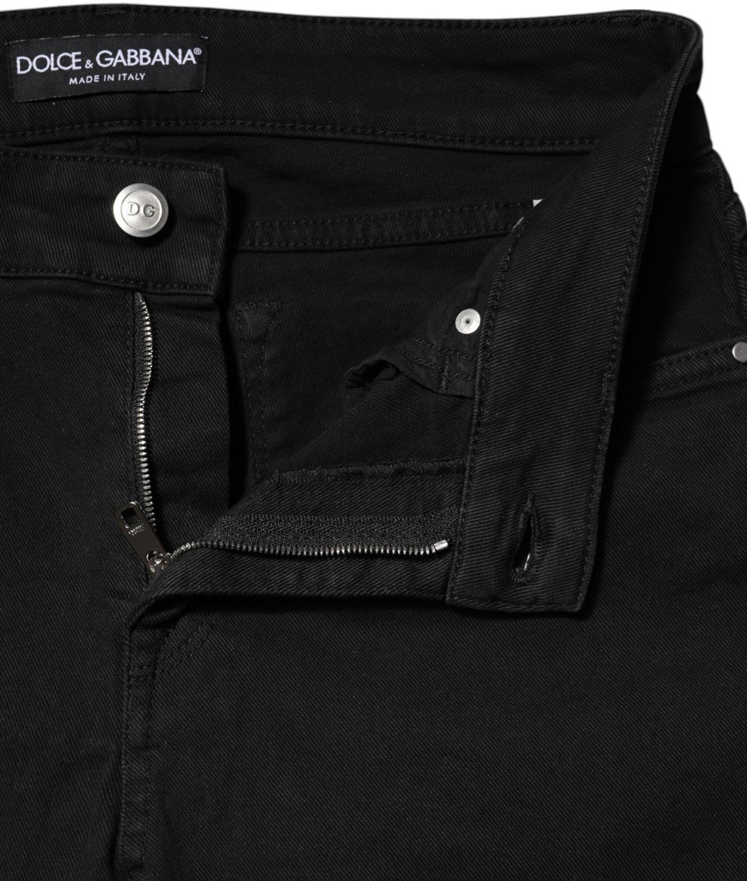 Dolce & Gabbana Black Cotton Skinny Mid Waist Denim Jeans Zwart