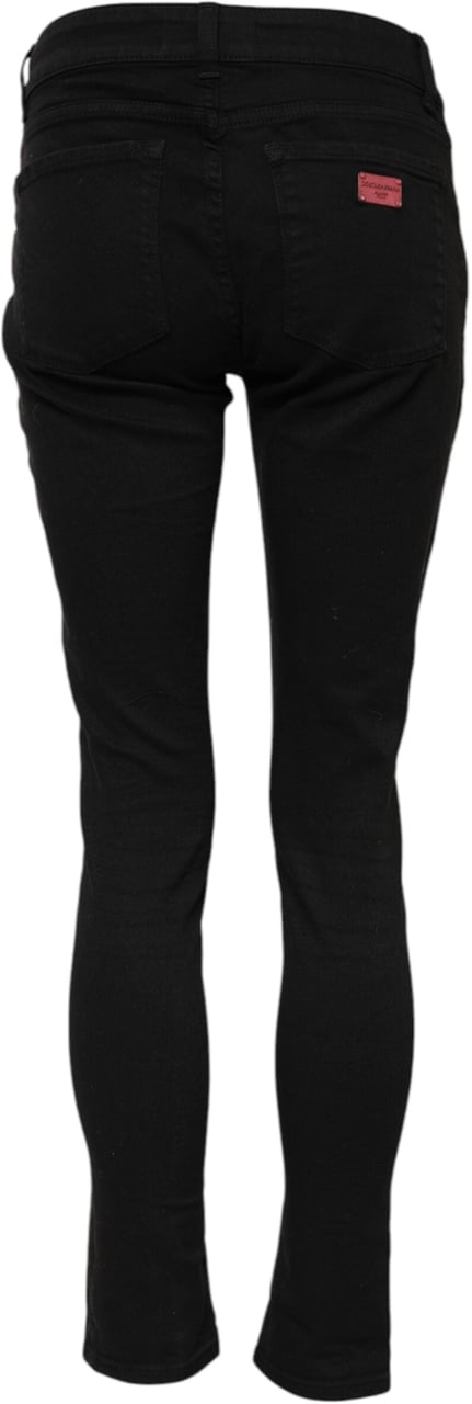 Dolce & Gabbana Black Cotton Skinny Mid Waist Denim Jeans Zwart